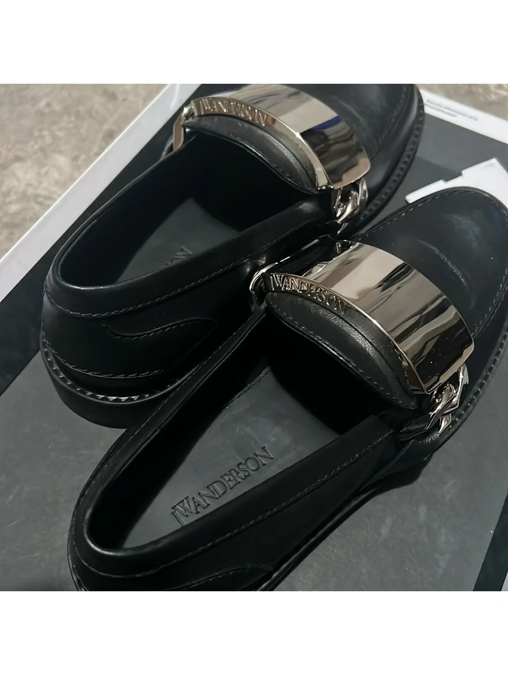 JW Anderson Logo-Engraved Leather Loafers in Black, Size 41 NEW in Box + DustBag